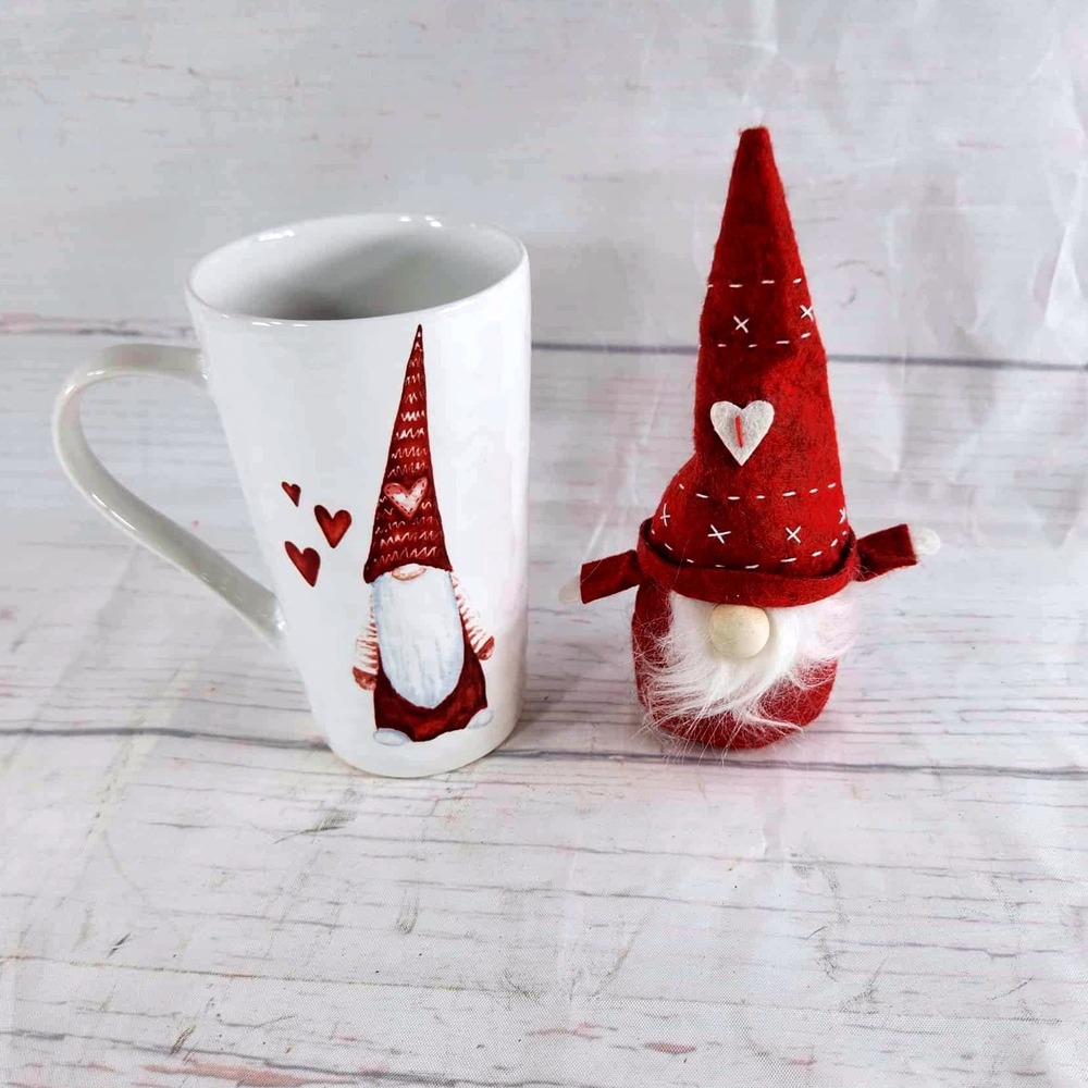 Madison Studio Gnome Mug With Felt Plush Valentine's‎ Day Coffee Cup Cute